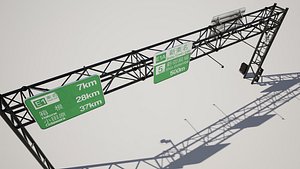 Japanese Chinese Highway Sign 3D