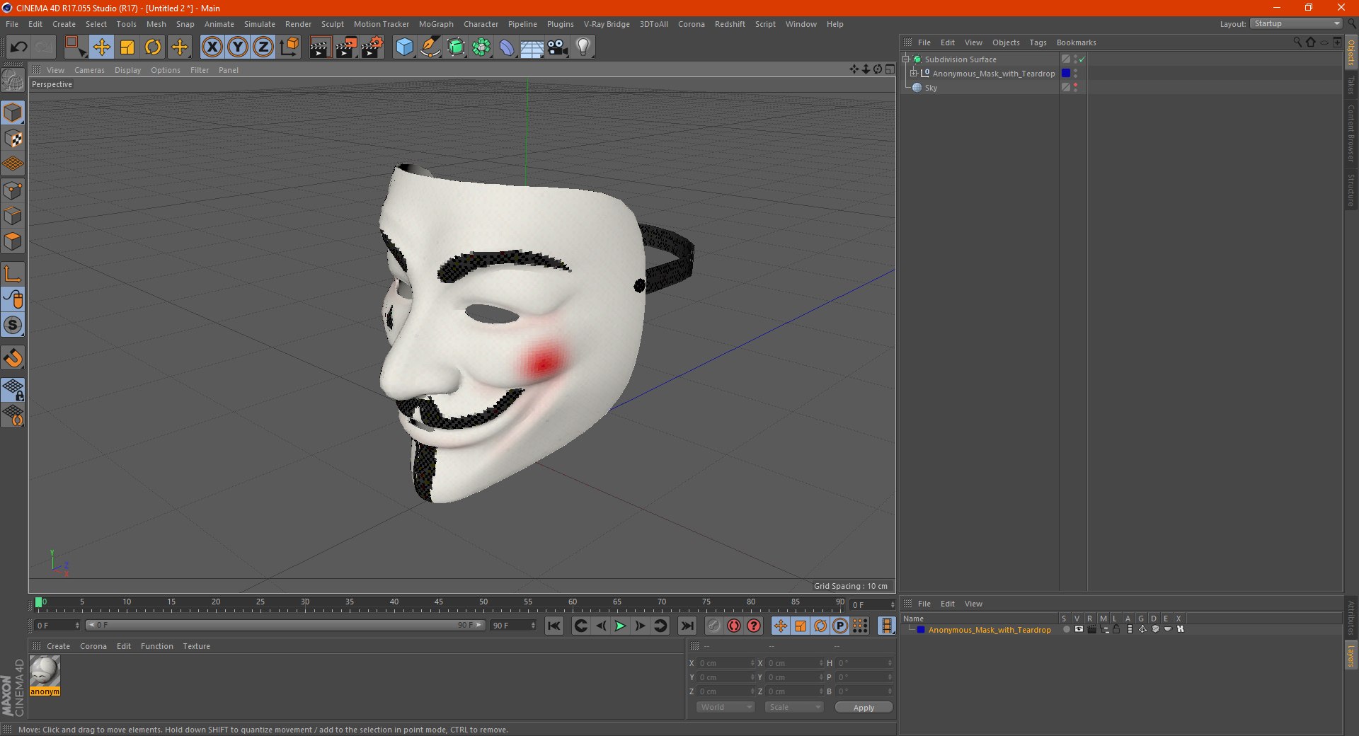 modèle 3D de Masque anonyme avec larme - TurboSquid 1771346