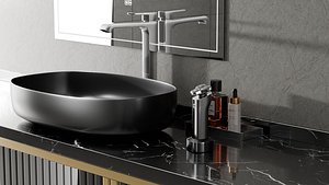 scene of a razor in the bathroom blender 3D model