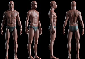 male basemesh realistic body 3D model