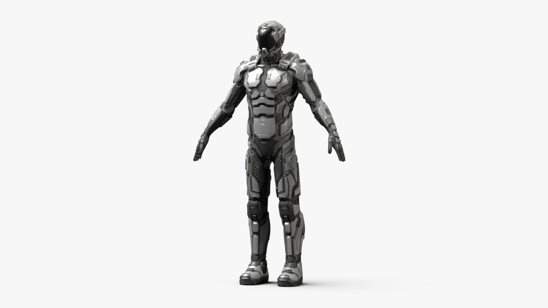 Futuristic Armored Robot 3D model preview