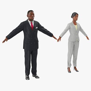 3d rigged african american business people model