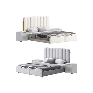 3D Upholstered Headboard Bed Frame Modern Panel Bed I