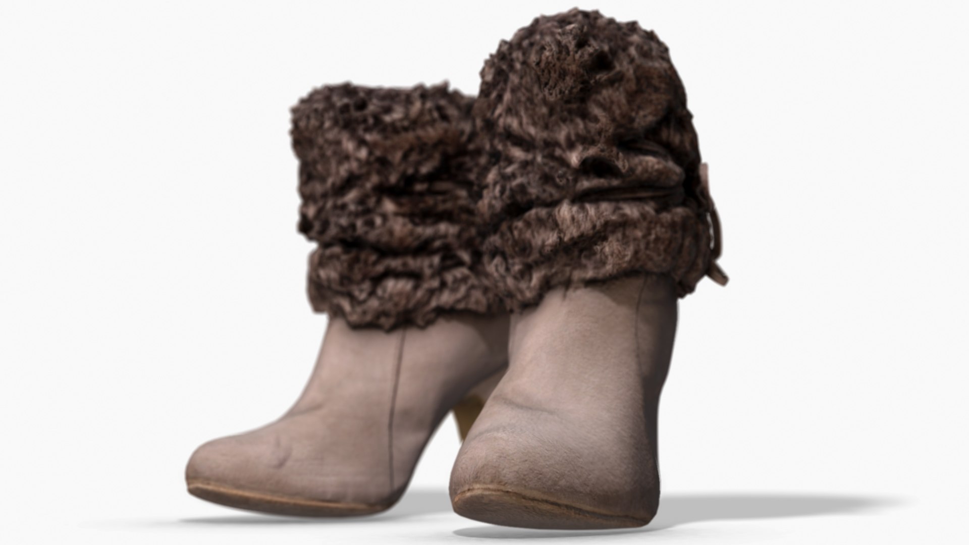 Fur Trim Heel Boots 3D Model - TurboSquid 1509645