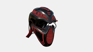 3D SciFi Ninja Mask A04 Black Red - Character Design Fashion model