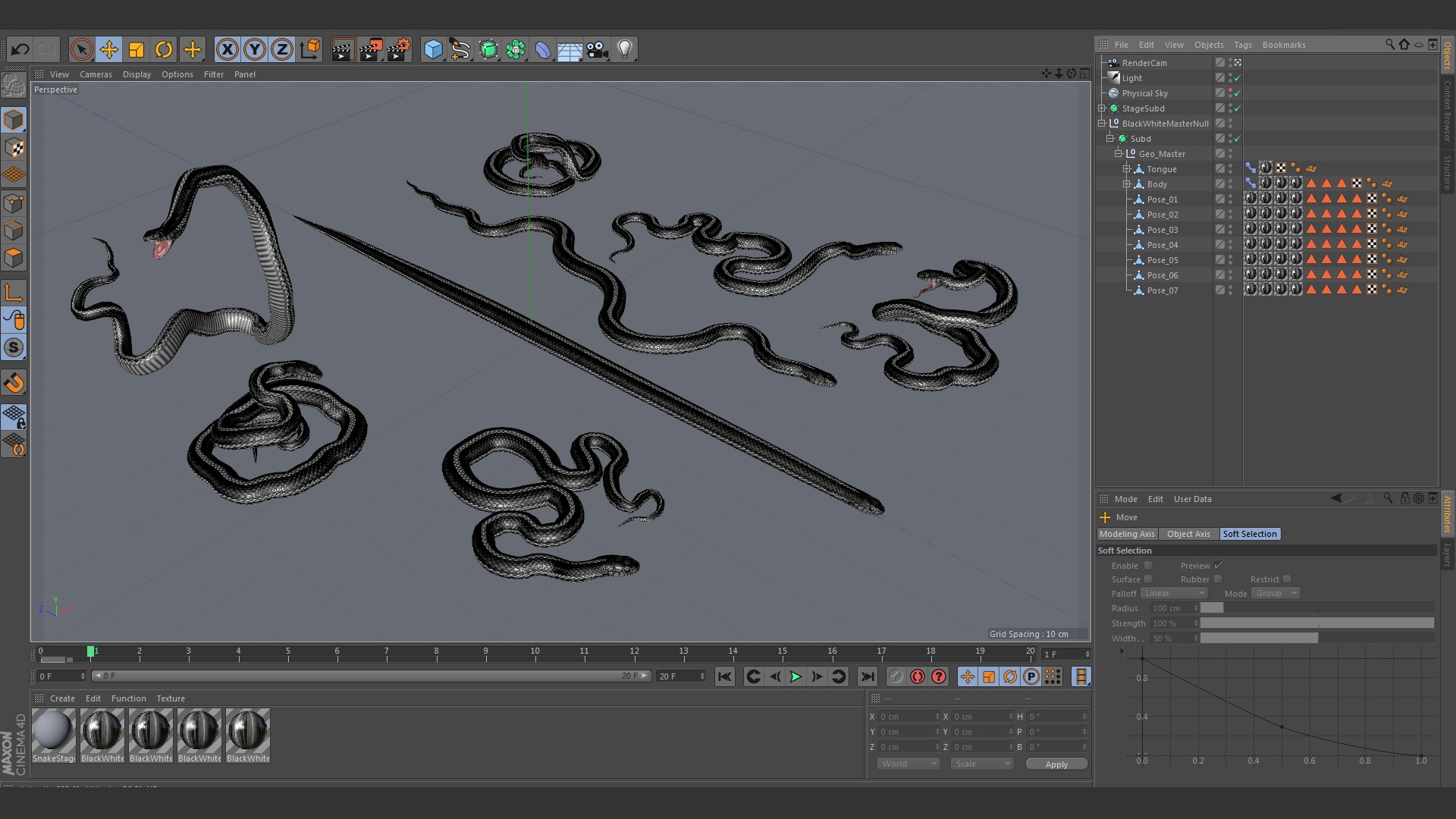 Animated Black White Snake 3D Model $179 - .blend .c4d .fbx .lwo  .unitypackage .obj .upk - Free3D