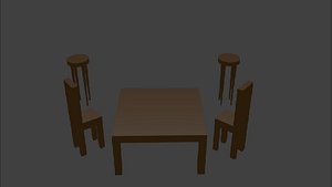cheap table and chairs 3D model
