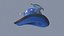 Chapeau de sorcière bleu mystique avec crâne et ailes de chauve-souris