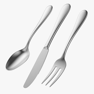 Dessert Knife Fork Spoon Generic Cutlery 3D