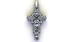 cross pendant diamonds marquise 3D
