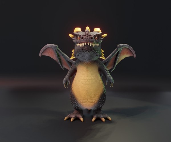 Cartoon Black Dragon Rigged 3D model