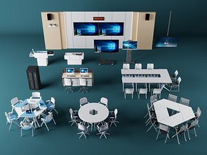 Modern Conference Room Meeting Space Interior PBR Game Ready 3D