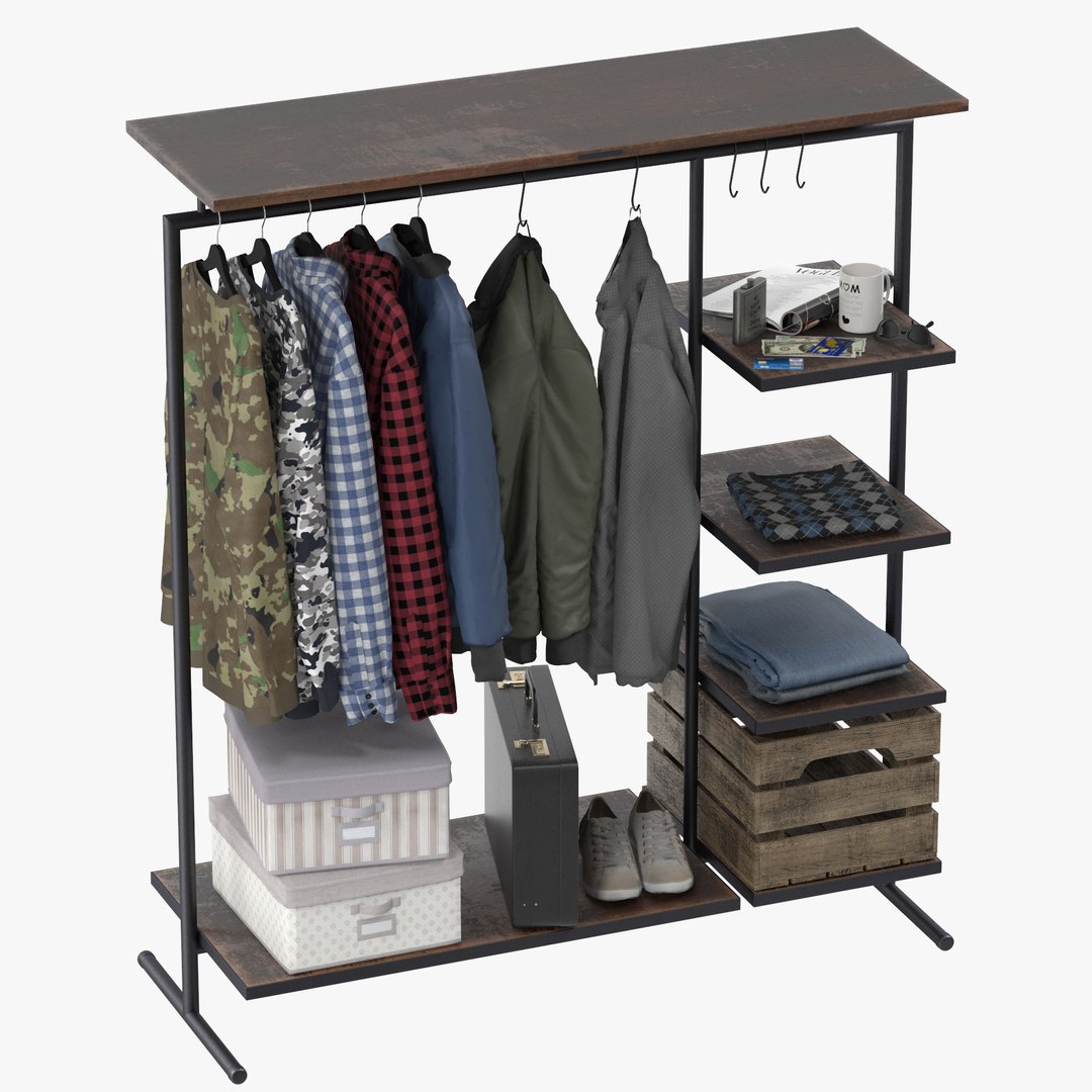 3D Model Clothes Rack Wood - TurboSquid 1336717