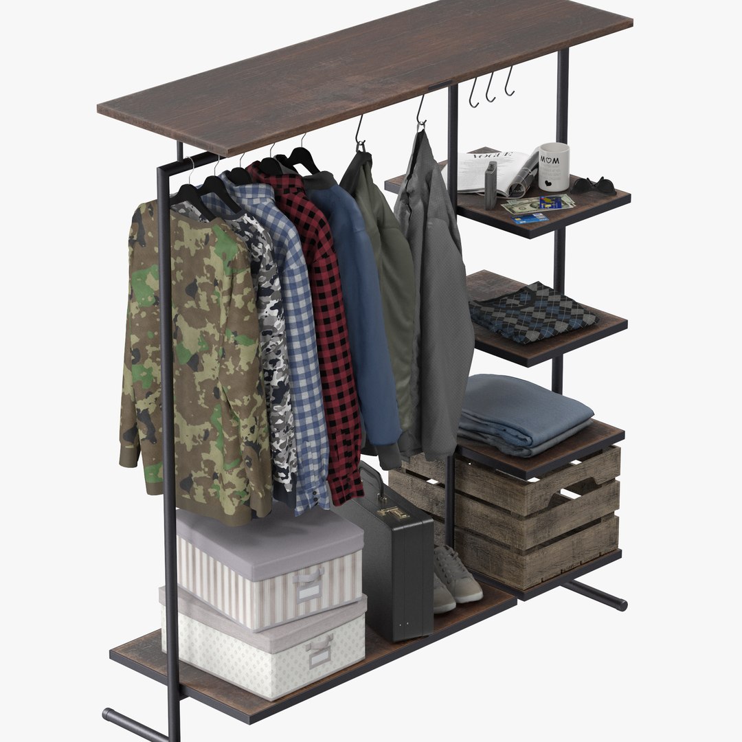 3D Model Clothes Rack Wood - TurboSquid 1336717