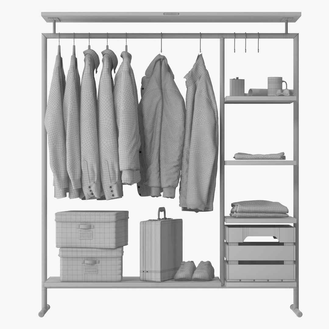 3D Model Clothes Rack Wood - TurboSquid 1336717