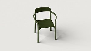 Contorna armchair high back wooden seat 3D model