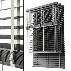 3D model Wooden blinds Set 09