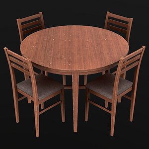 3D Round Table And Chairs Game Ready PBR