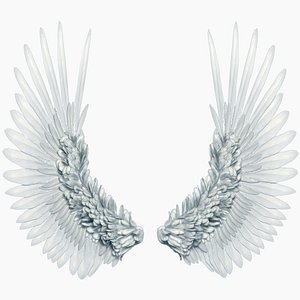 3D model realistic angel wings rigged