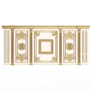 3D Boiserie Classic Wall with Mouldings 016 White model