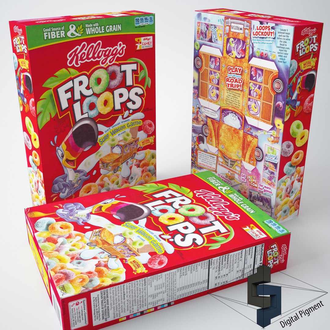 3ds Froot Loops Cereal Box