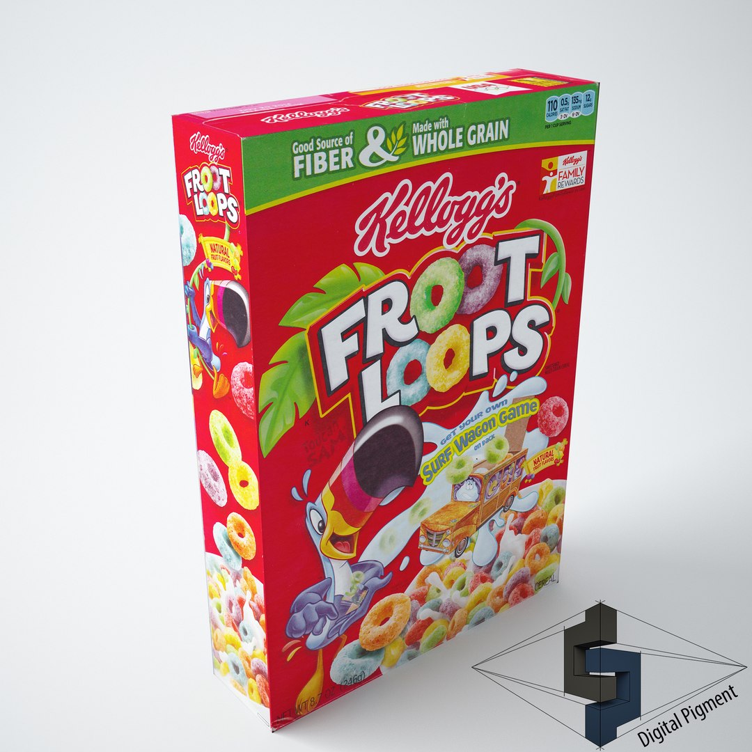 3ds Froot Loops Cereal Box