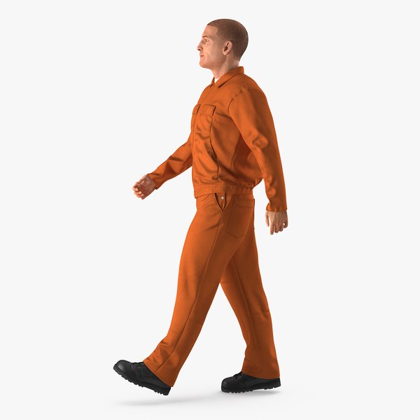 worker orange uniform walking 3d max