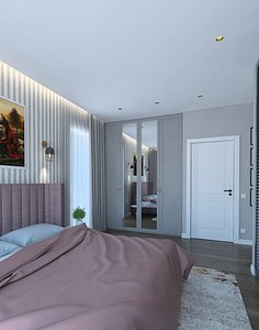 3D bedroom bed bathroom