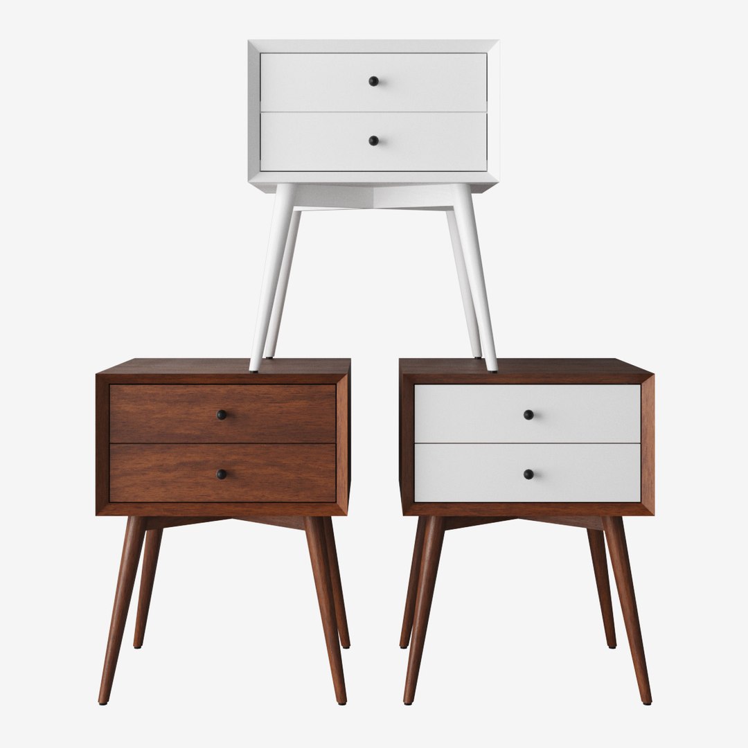 Midcentury Bedside Table Furniture 3D Model TurboSquid 1705377
