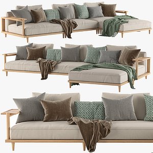 Riddle Ash Wood Outdoor L-Shaped Sectional Sofa by Acanva 3D