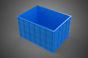 3D FRESH FISH CRAB SEAFOOD BLUE PLASTIC BOX CRATE CONTAINER STORAGE