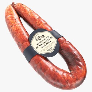 3D model Smoked sausage ring with label