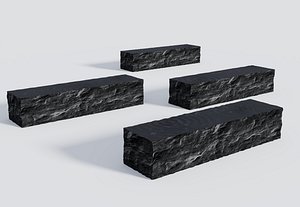 3D Basalt Stone Bench model