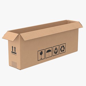Cardboard Box 50x10x20 Open 3D model