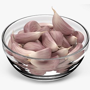Bowl with Unpeeled Garlic White