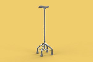 WALKING CANE QUADRIPOD AID ELDERLY STICK POLE QUAD FEET 4 LEG 3D model