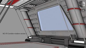 3D sci-fi corridor window section