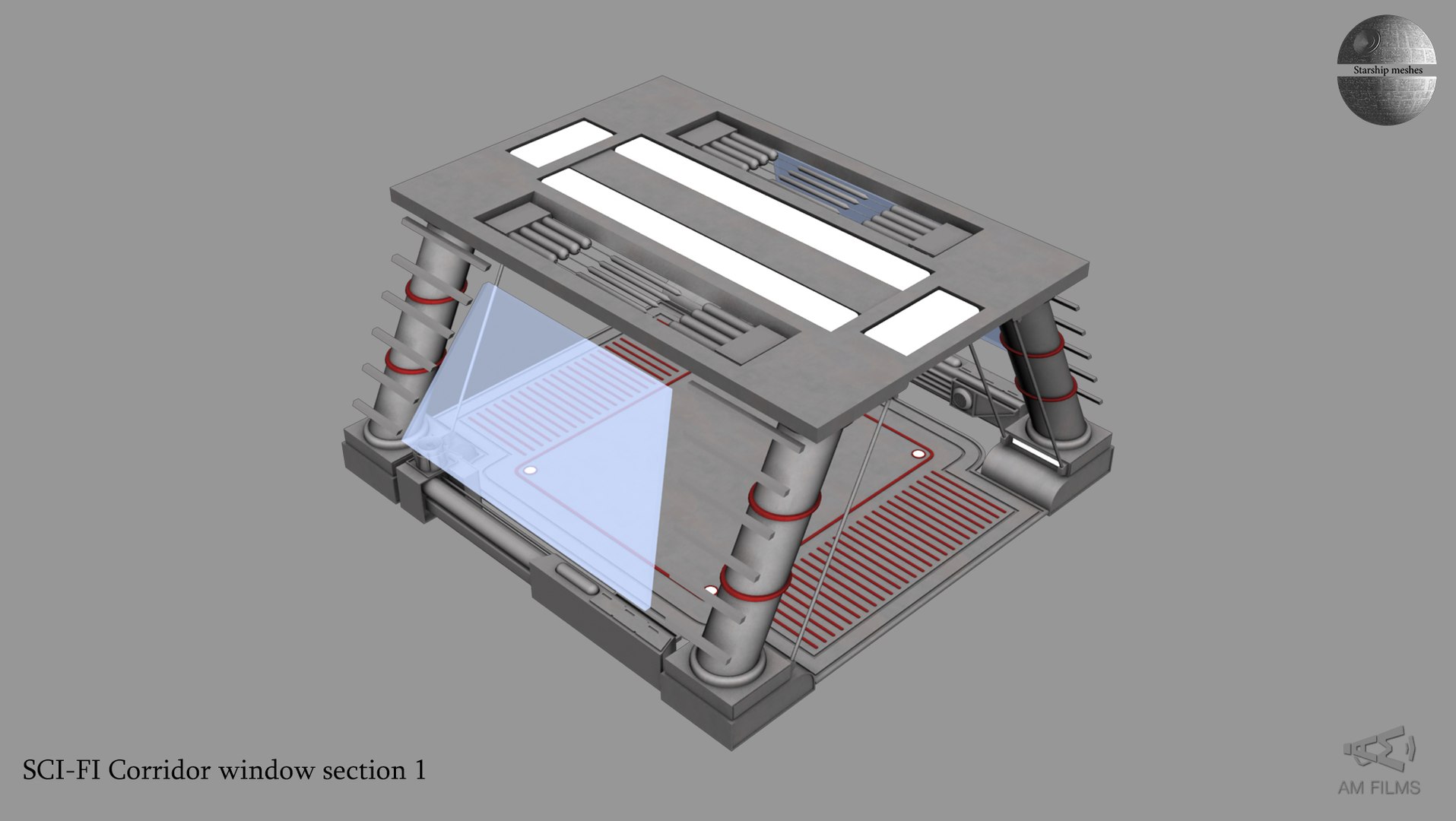 3D Sci-fi Corridor Window Section - TurboSquid 1212405