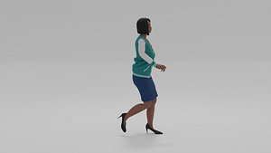 Afro-American Woman Walk Animation 3D model