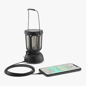 Solar Camping Lantern with USB Phone Charging Black 3D model