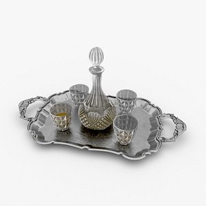 3D Ornate Whiskey Set OLD WORLD SPIRIT model