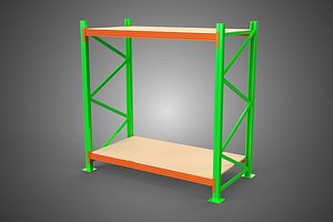 FRAME RACK SHELF WOOD WAREHOUSE METAL MODULAR SHELVING STORAGE 3D model