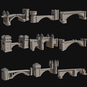 HUGE MONUMENTAL FANTASY CASTLE BRIDGE FORT FORTRESS COLLECTION 3D model