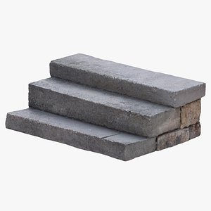3D model stone concrete steps 01