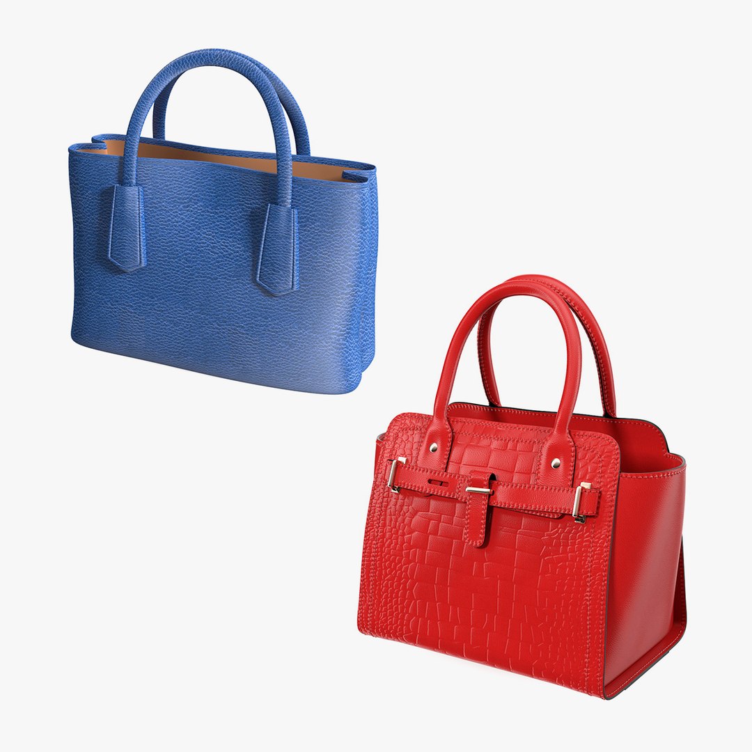 Women Leather Bag Collection 3D model preview