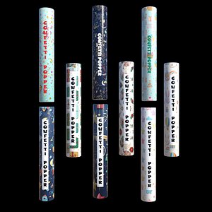 9 Realistic Confetti Popper Collection with 2K PBR Textures