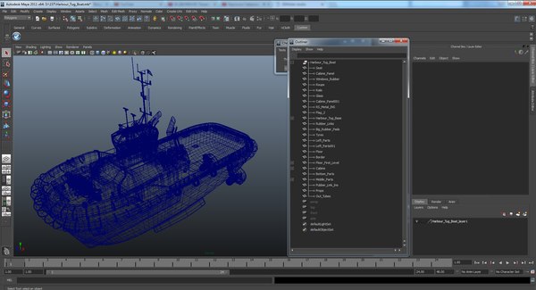 3d harbour tug boat model