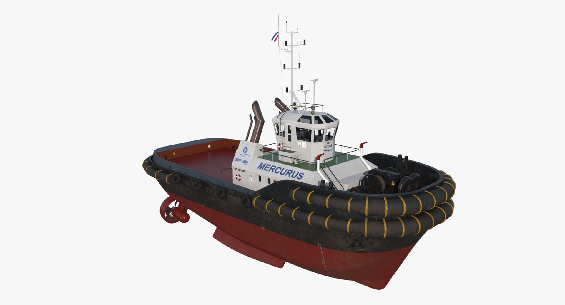 3d harbour tug boat model