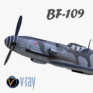 3D model BF-109 German fighter V-Ray materials(2)