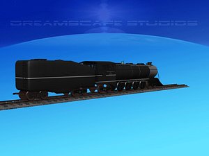 3D railroading steam locomotive model